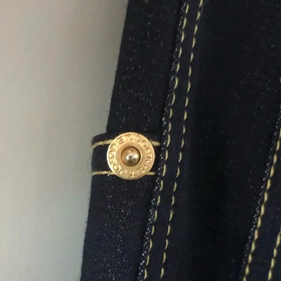 St. John Sport bootcut jeans Vintage Y2K size 0 gold logo & stitching dark navy - Picture 6 of 12